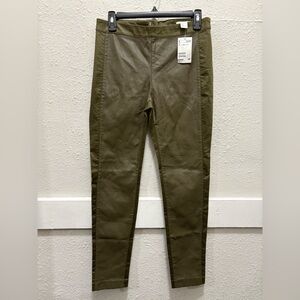 H&M Faux Leather Olive Green Skinny Pants NWT 8